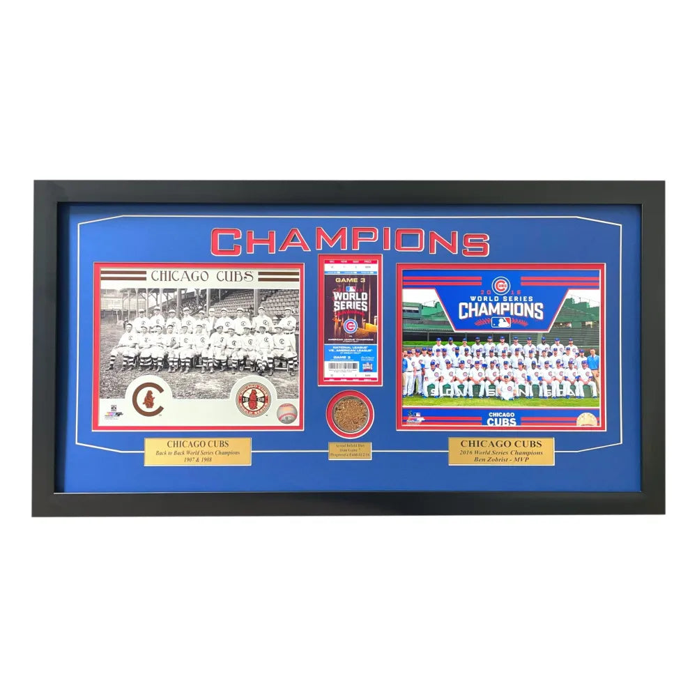 2016 Chicago Cubs Game 7 World Series Used Dirt / Ticket Framed Collage