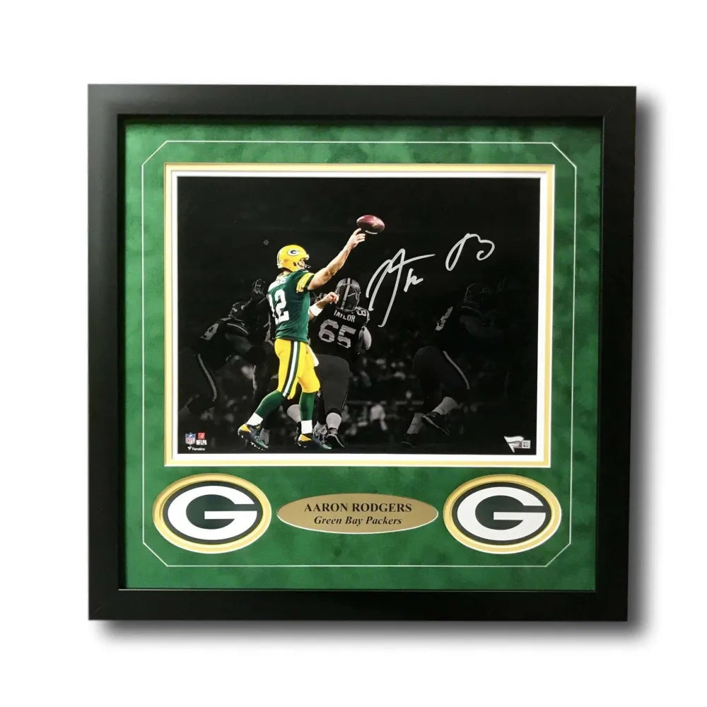 Aaron Rodgers Signed Packers 11X14 Framed Photo Fanatics MLB Green Bay Autograph