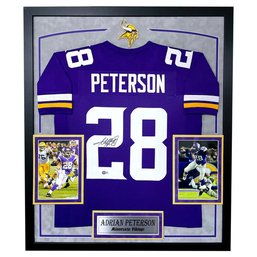 Adrian Peterson Autographed Minnesota Vikings Purple Jersey Framed BAS Signed