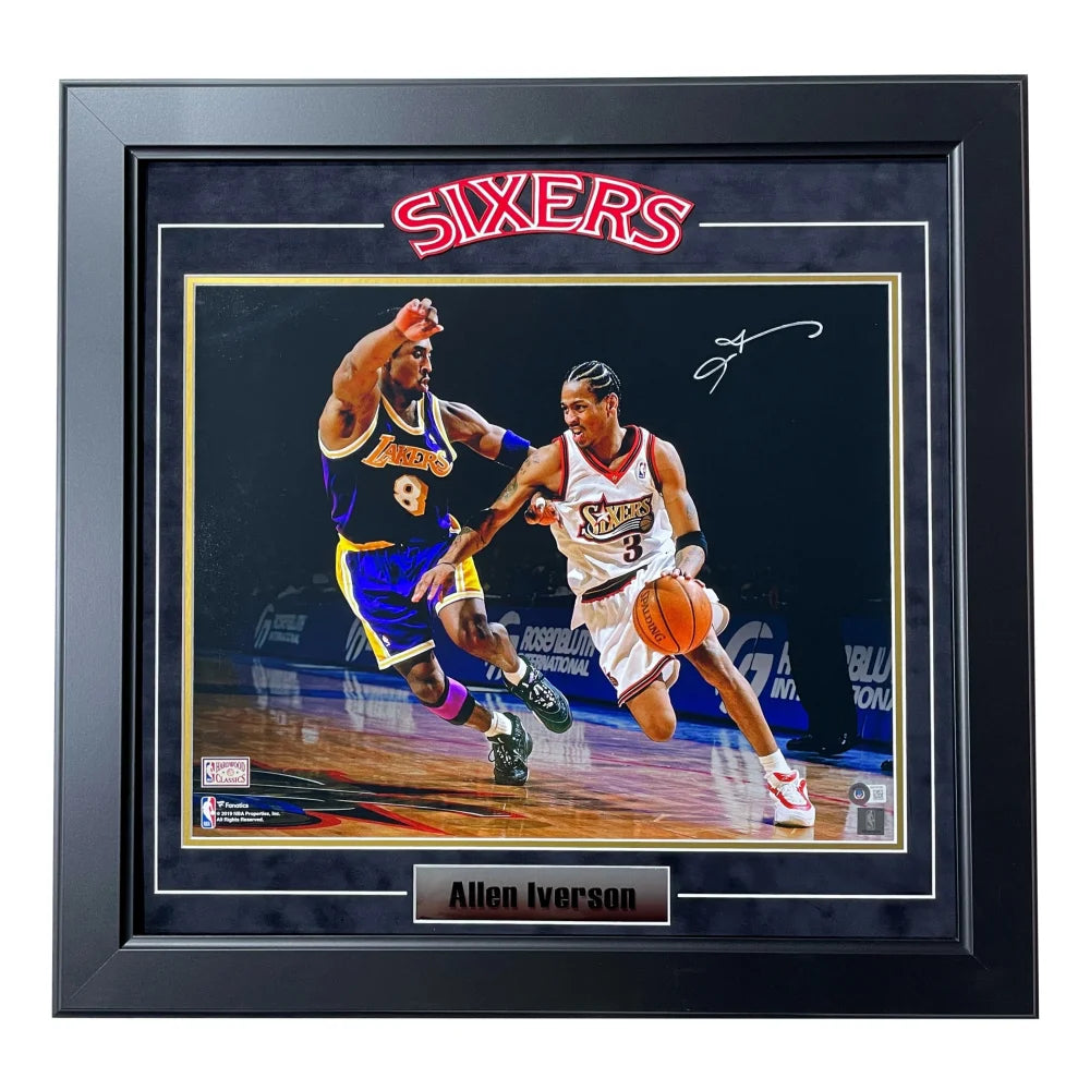Framed Allen Iverson Philadelphia 76ers Autographed Blue Authentic