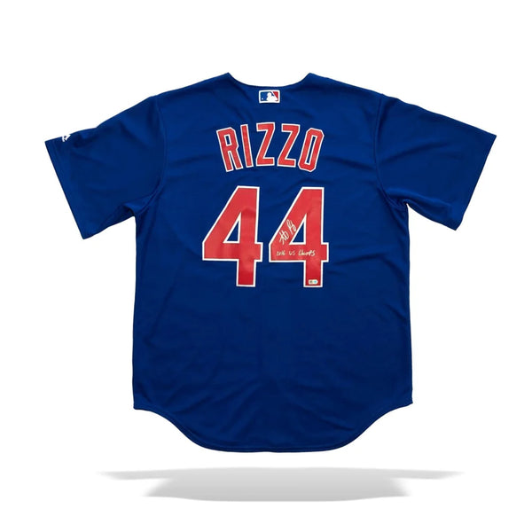 Anthony Rizzo Chicago Cubs Auto Print World Series 2016 Jersey for Sale in  Elk Grove Village, Illinois - OfferUp