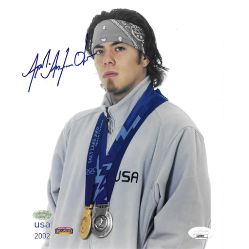 Apolo Ohno Autographed 8x10 Photo JSA COA Olympian USA 2002 Track Speed Skater