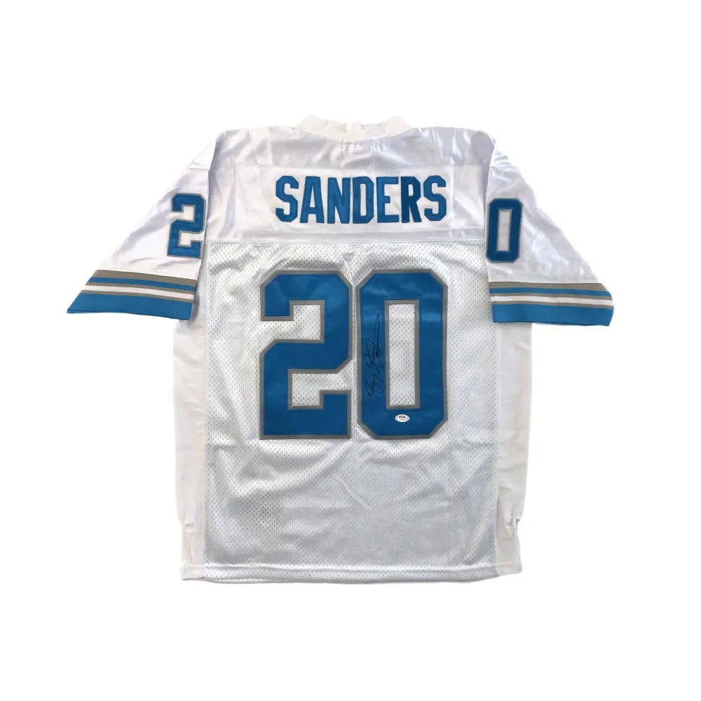 Barry Sanders Signed Detroit Lions Jersey PSA/DNA COA Autograph White Away