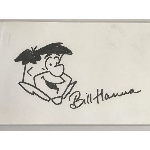 Bill Hanna Signed Fred Flintstone Sketch Card PSA/DNA COA Index Autograph