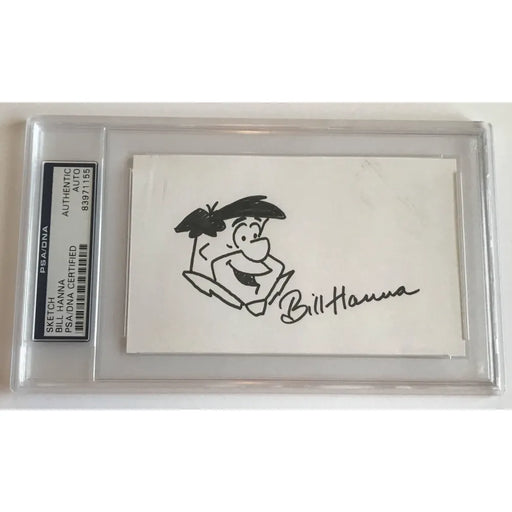 Bill Hanna Signed Fred Flintstone Sketch Card PSA/DNA COA Index Autograph
