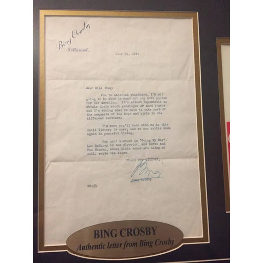 Bing Crosby Hand Signed Letter Beckett Bas COA Framed Collage