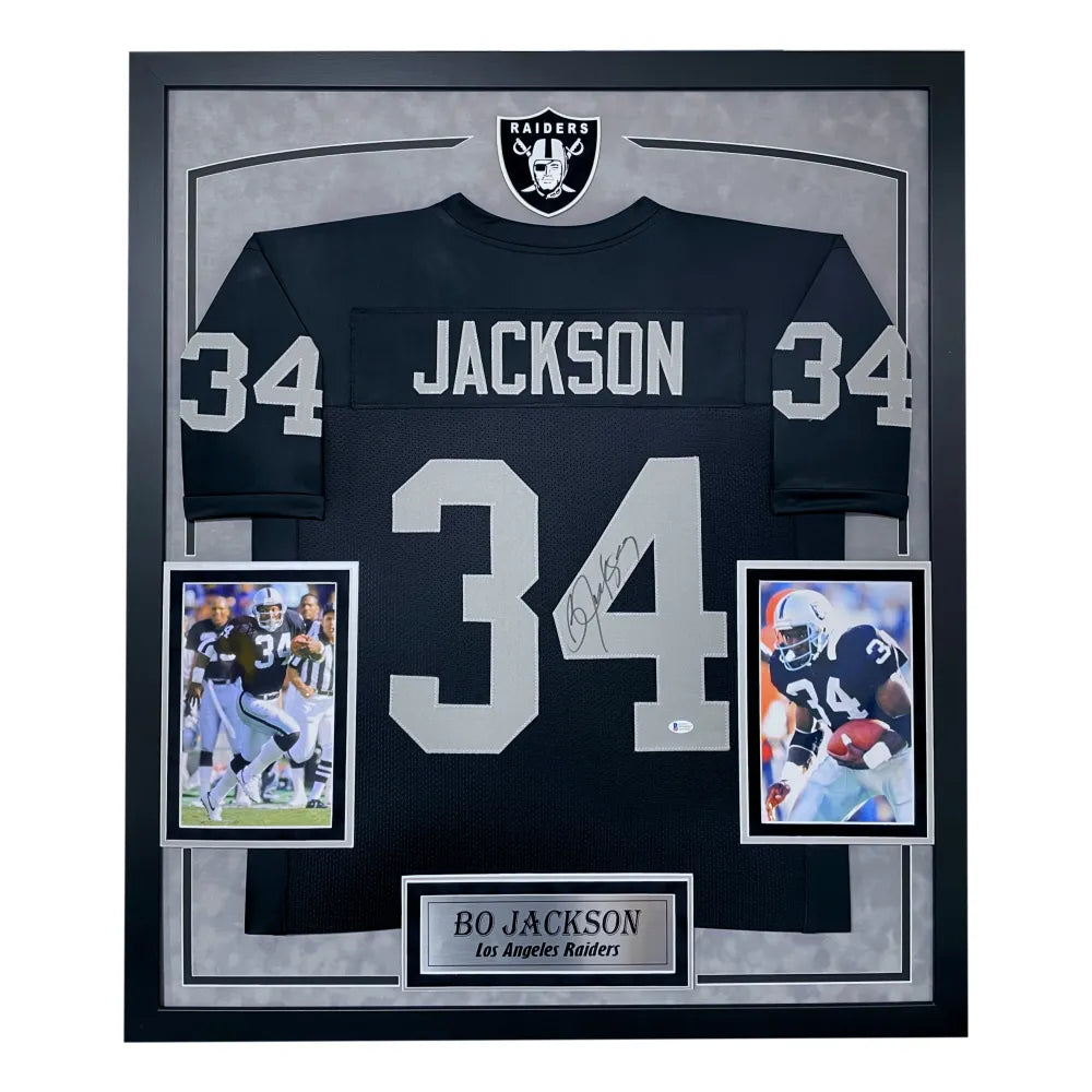 Bo Jackson Autographed Los Angeles Raiders Jersey Framed BAS