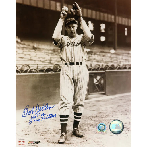 Bob Feller Signed Inscribed HOF No Hitter 8x10 Photo Indians MLB COA Autograph
