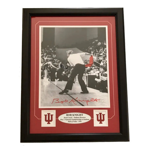 Bob Knight Signed Indiana 11X14 ’Throwing Chair’ Framed Collage COA Steiner