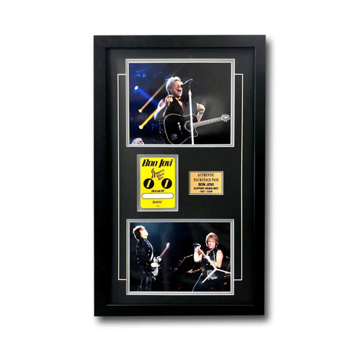 Bon Jovi Framed World Tour Backstage Pass Collage COA 16X26 Photos