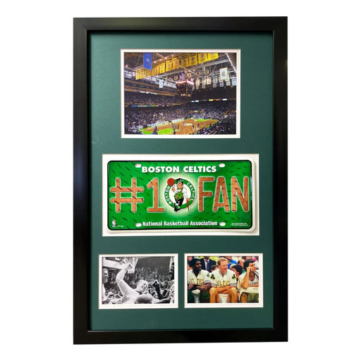 Boston Celtics Fan License Plate Framed Collage Memorabilia Russell Bird