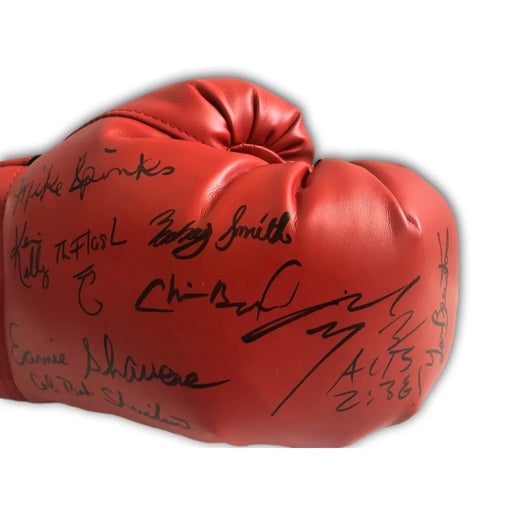 Boxing Legends Multi Signed Glove JSA COA Spinks Byrd Manfredy Brewster Smith +5