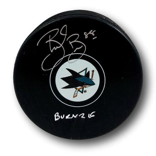 Brent Burns Autographed Puck Inscribed Bernie Sharks Fanatics COA Signed