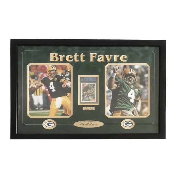 Brett Favre Signed Graded Rookie Card Framed Collage Bgs JSA