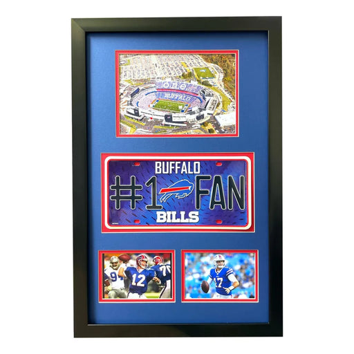 Buffalo Bills Fan License Plate Framed Collage Memorabilia Josh Allen Jim Kelly