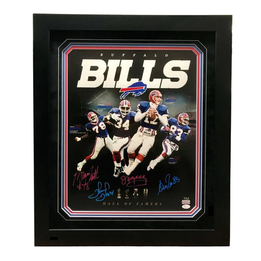 Buffalo Bills Hall Of Famers (4) Signed 16X20 Framed #D/25 COA JSA Autograph