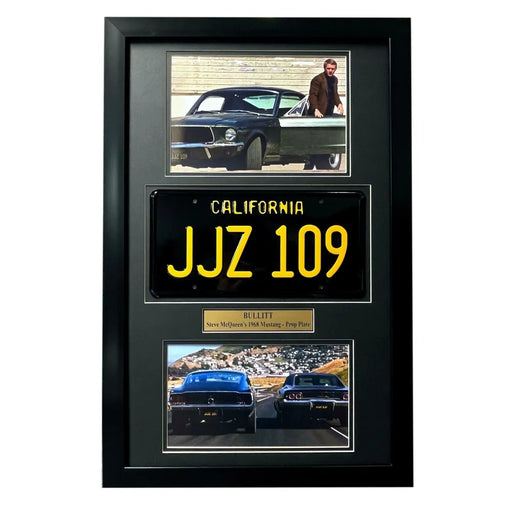 Bullitt Steve McQueen’s Mustang Movie Car License Plate Framed Memorabilia