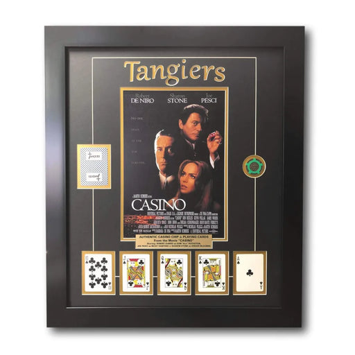 Casino Movie Collage W/ Tangiers Playing Cards & Poker Chip Framed Photo