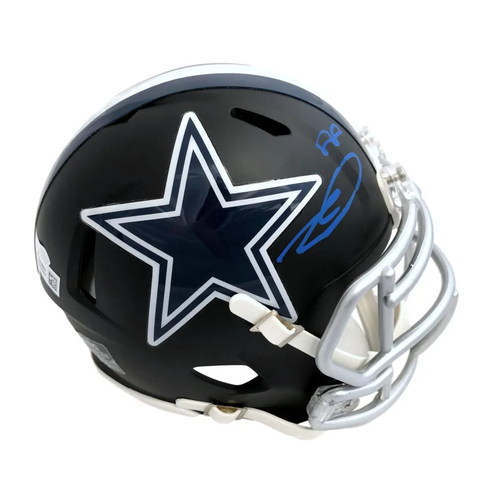 CeeDee Lamb Signed Dallas Cowboys Speed Eclipse Black Mini Helmet COA Autogaph