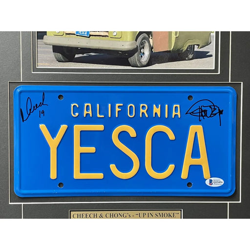 Cheech & Chong Signed YESCA Movie Car License Plate Framed Collage BAS Auto