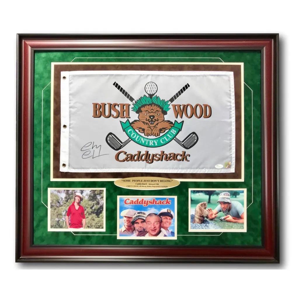 Chevy Chase Signed Caddyshack Flag Frame Collage COA JSA Bushwood Pin Autograph
