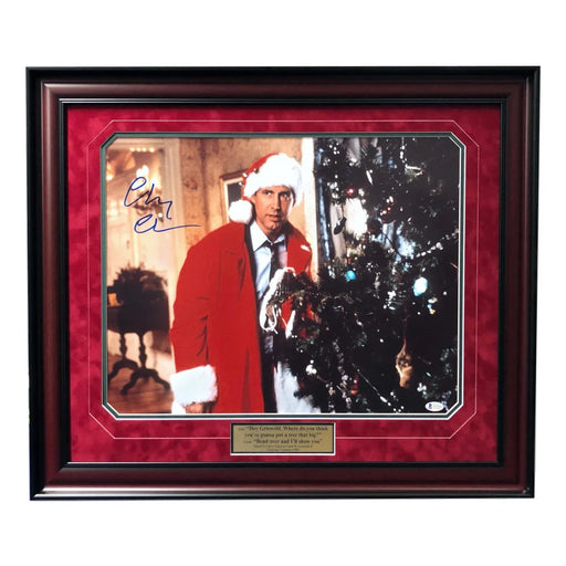 Chevy Chase Signed Christmas Vacation 16x20 Photo Framed BAS COA Autograph Tree