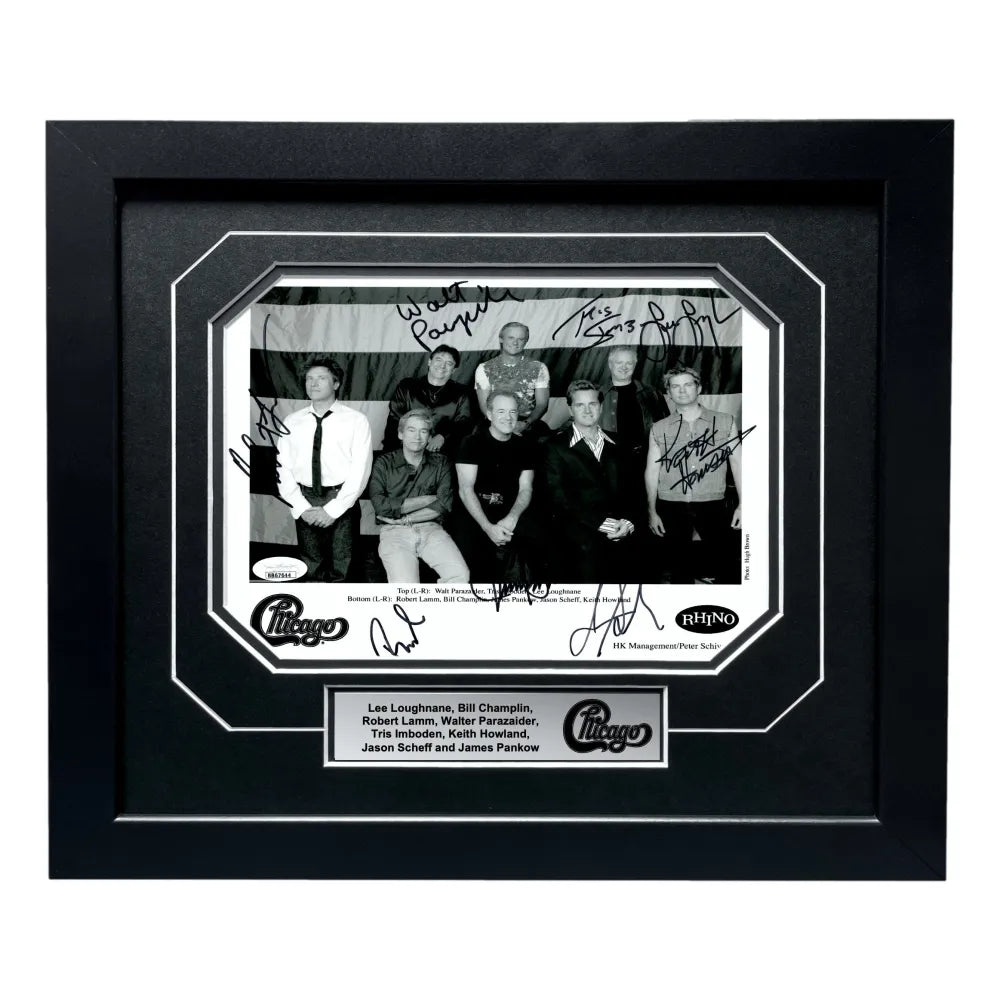 Chicago Band Autographed 8x10 Photo JSA Framed Lamm Parazaider Pankow +5 Signed