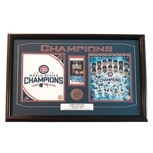 Chicago Cubs Game 7 World Series Used Dirt / Ticket Framed Collage Champions 2016 #3
