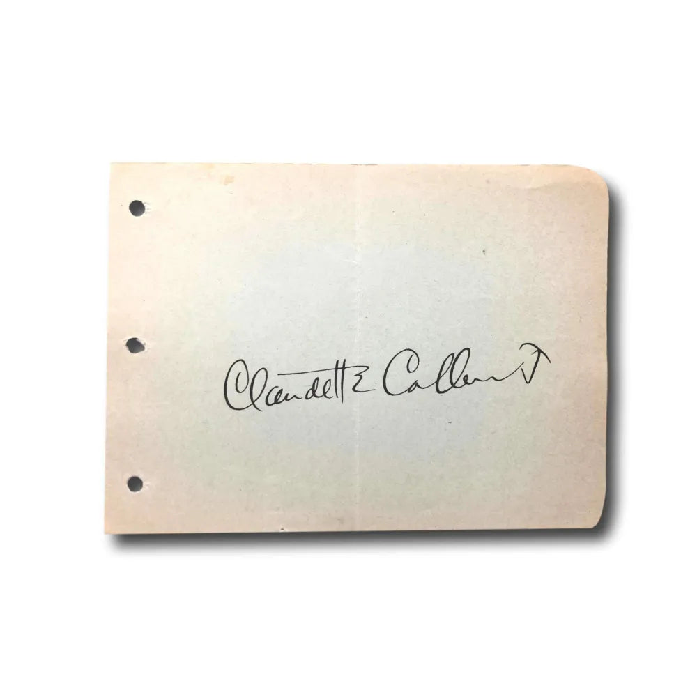 Claudette Colbert Hand Signed Album Page Cut JSA COA Autograph Cleopatra Actress