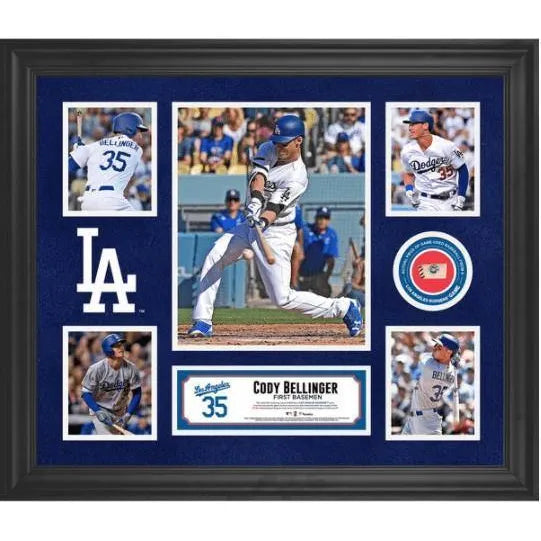 Cody Bellinger Game Used Baseball Piece Framed LA Dodgers Collage MLB COA