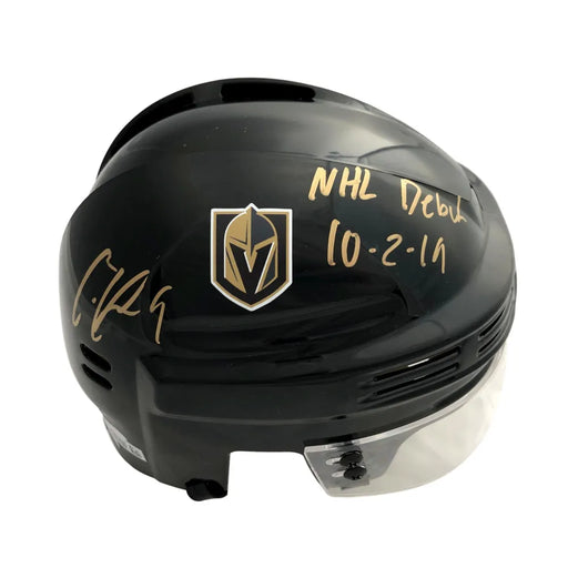 Cody Glass Signed Vegas Golden Knights Mini Helmet Inscribed NHL Debut 10-2-19