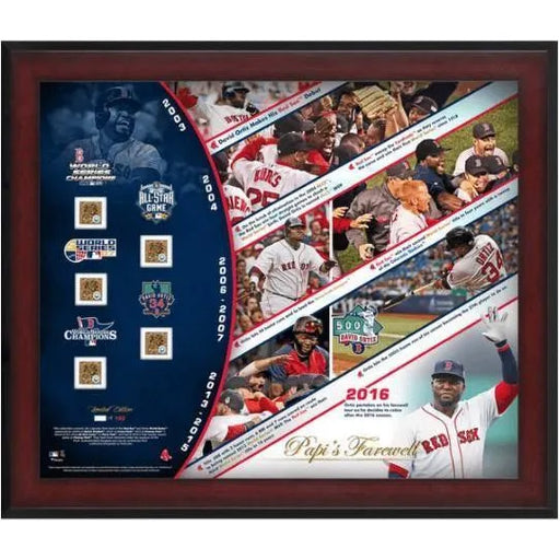 David Ortiz Career Retirement Game Used Dirt Collage #/150 Framed Boston Red Sox