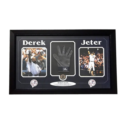 Derek Jeter Game Used Glove 8X10 Frame Collage W/ Dirt Steiner COA Yankees