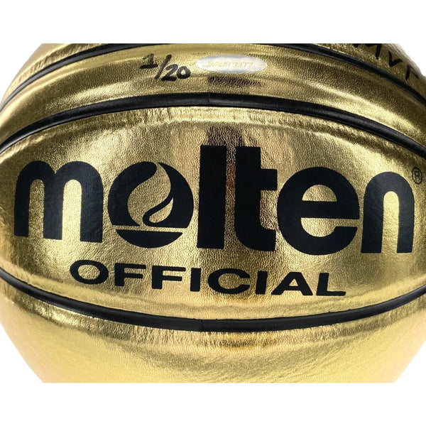 Dirk Nowitzki Signed Molten Gold Basketball Inscribed Finals MVP