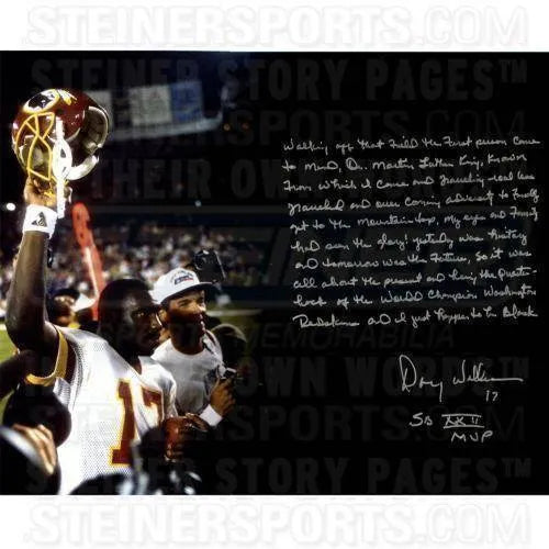 Doug Williams Handwritten/Signed Super Bowl Xxii Story 16X20 Photo Steiner COA