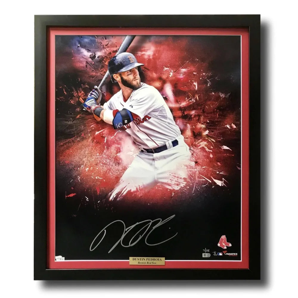 Dustin Pedroia Signed Red Sox 20X24 Framed Photo #D/25 COA