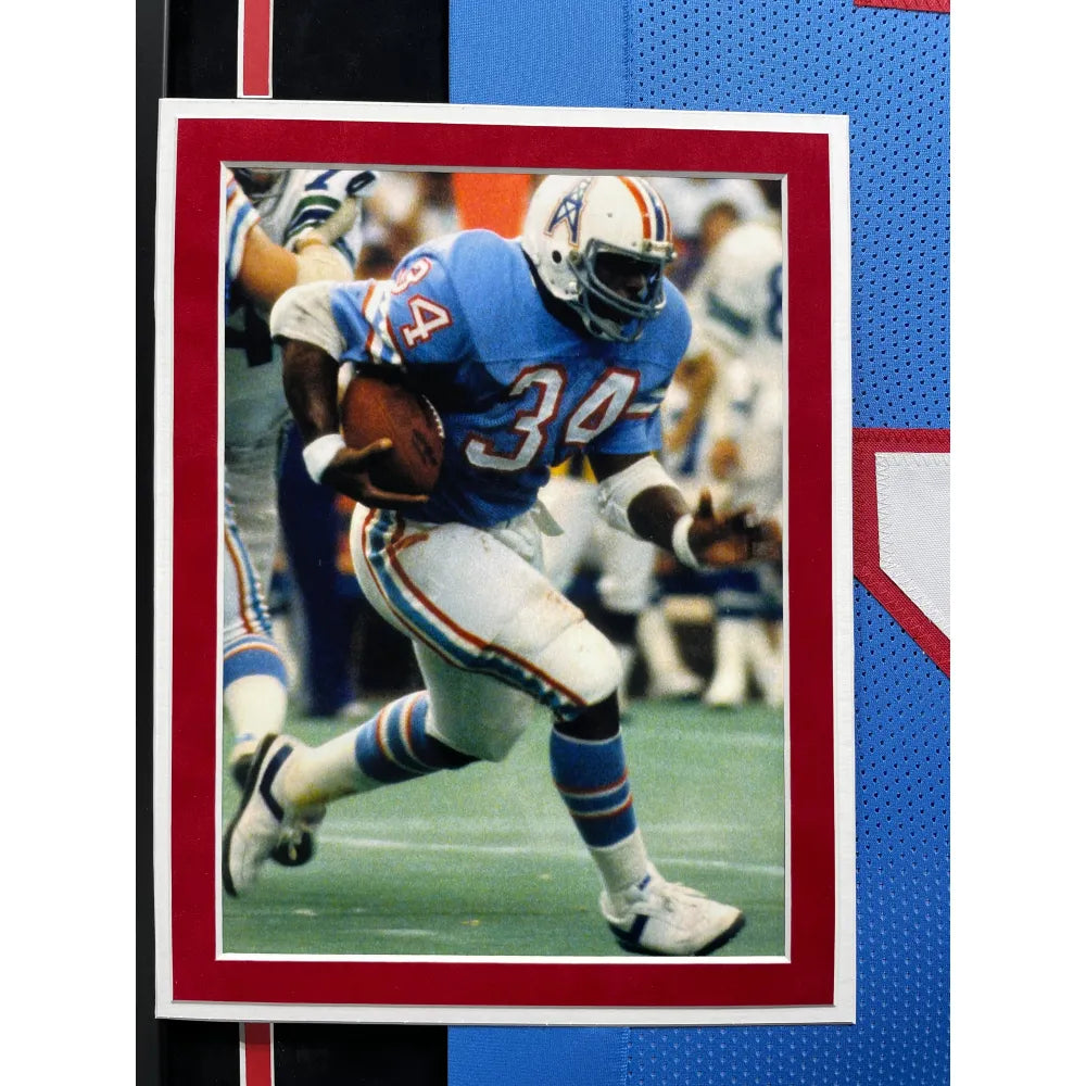 Earl Campbell Autographed Houston Oilers Goal Line Art in Blue w