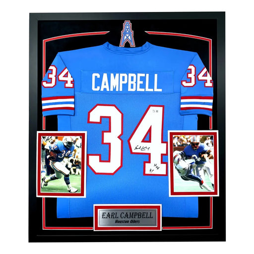 Earl Campbell Autographed Houston Oilers Jersey Framed BAS Signed Memorabilia