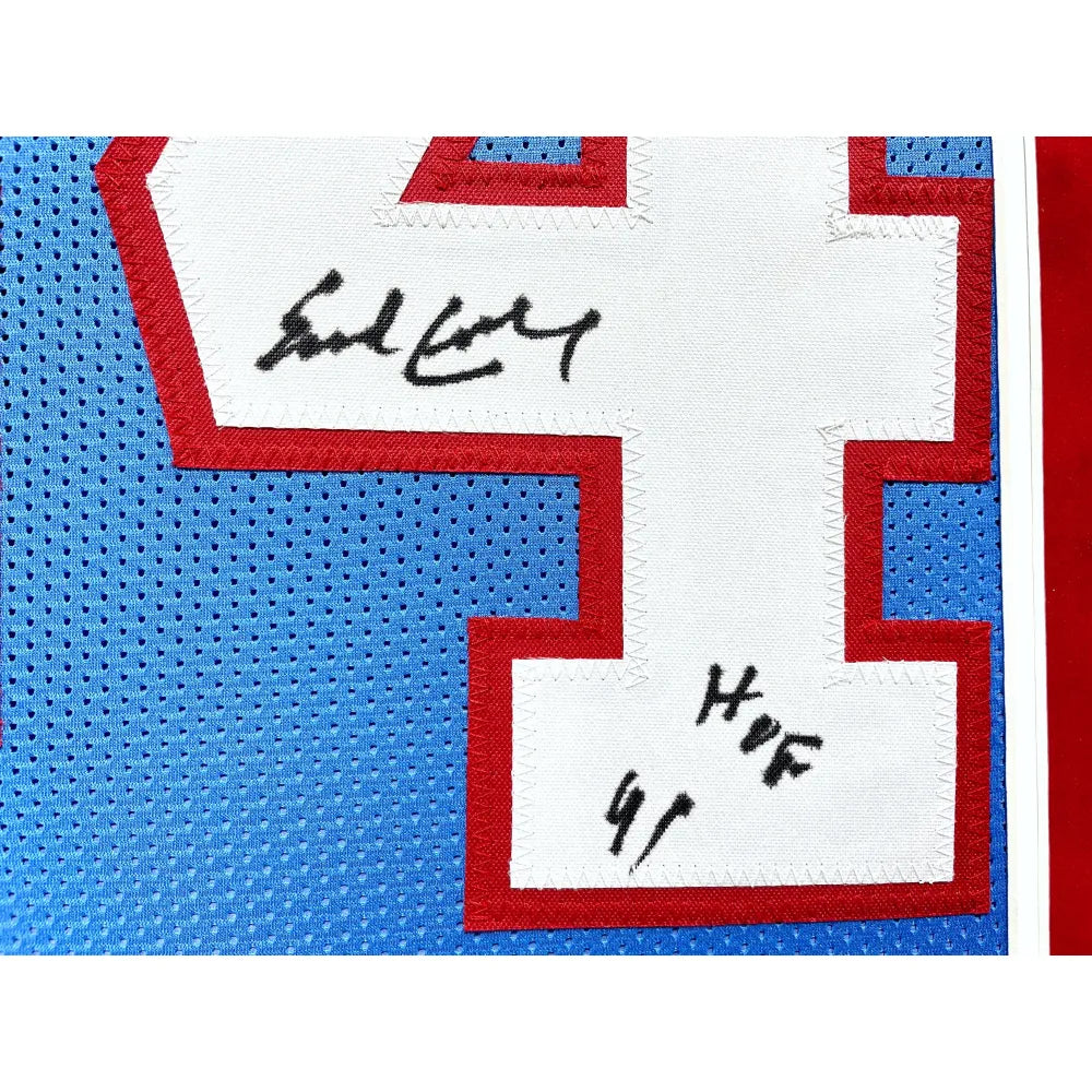 Earl Campbell Houston Oilers Deluxe Framed Autographed Mitchell & Ness  Light Blue Replica Jersey with HOF 91 Inscription