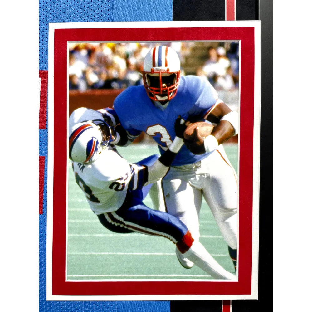 Houston Oilers Earl Campbell Autographed Blue Jersey HOF 91 JSA #J89484