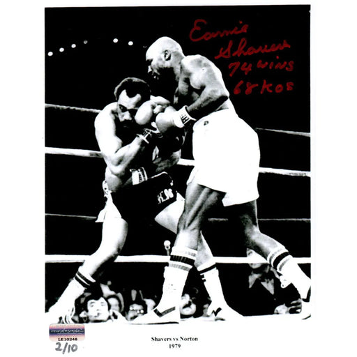 Earnie Shavers Signed 8x10 Photo vs. Ken Norton Inscribed Wins Knockouts #D/10