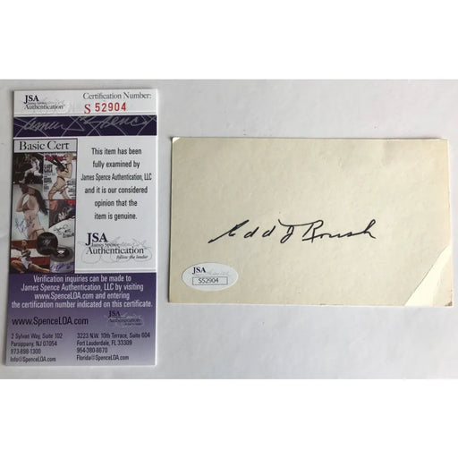 Edd Roush 3X5 Signed Index Card JSA COA Cut Autograph Cincinnati Reds HOF