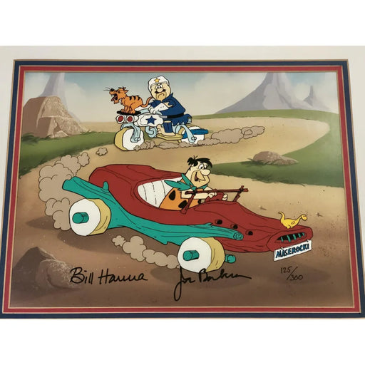 Flintstones Hand Painted Hanna Barbera Signed Animation Cel Framed #/300 JSA COA