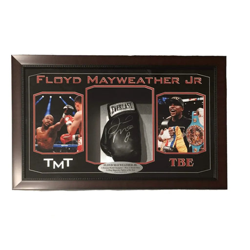 Floyd Mayweather Jr. Signed Boxing Glove Framed JSA COA Money Collage