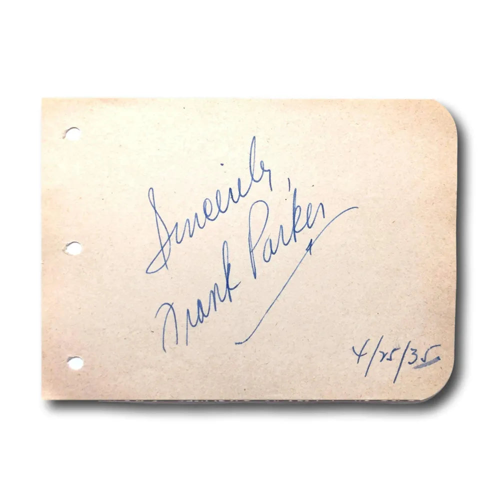 Frank Parker Hand Signed Album Page Cut JSA COA Autograph Naked Ape Actor