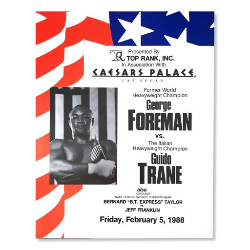 George Foreman vs Guido Trane 22x28 Poster - COA Owned By Caesars 2/5/1988