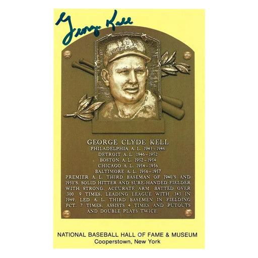 George Kell Signed HOF Plaque Postcard JSA COA Detroit Tigers Autograph