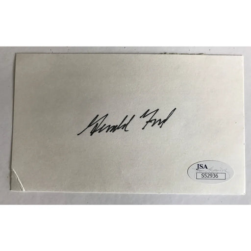 Gerald Ford Signed Index Card JSA COA Cut Autograph President Michigan Wolverine