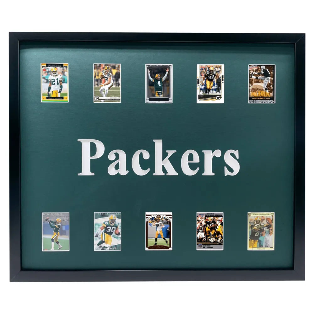 Green Bay Packers Framed 10 Football Card Collage Lot Starr Rodgers Favre White
