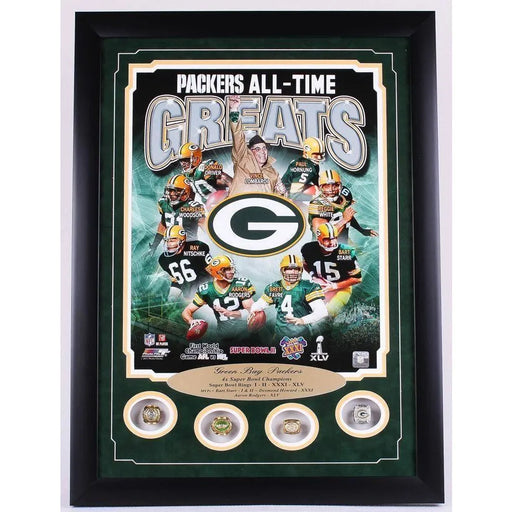 Green Bay Packers Legends Super Bowl Ring Frame 16X20 Favre Starr Rodgers White